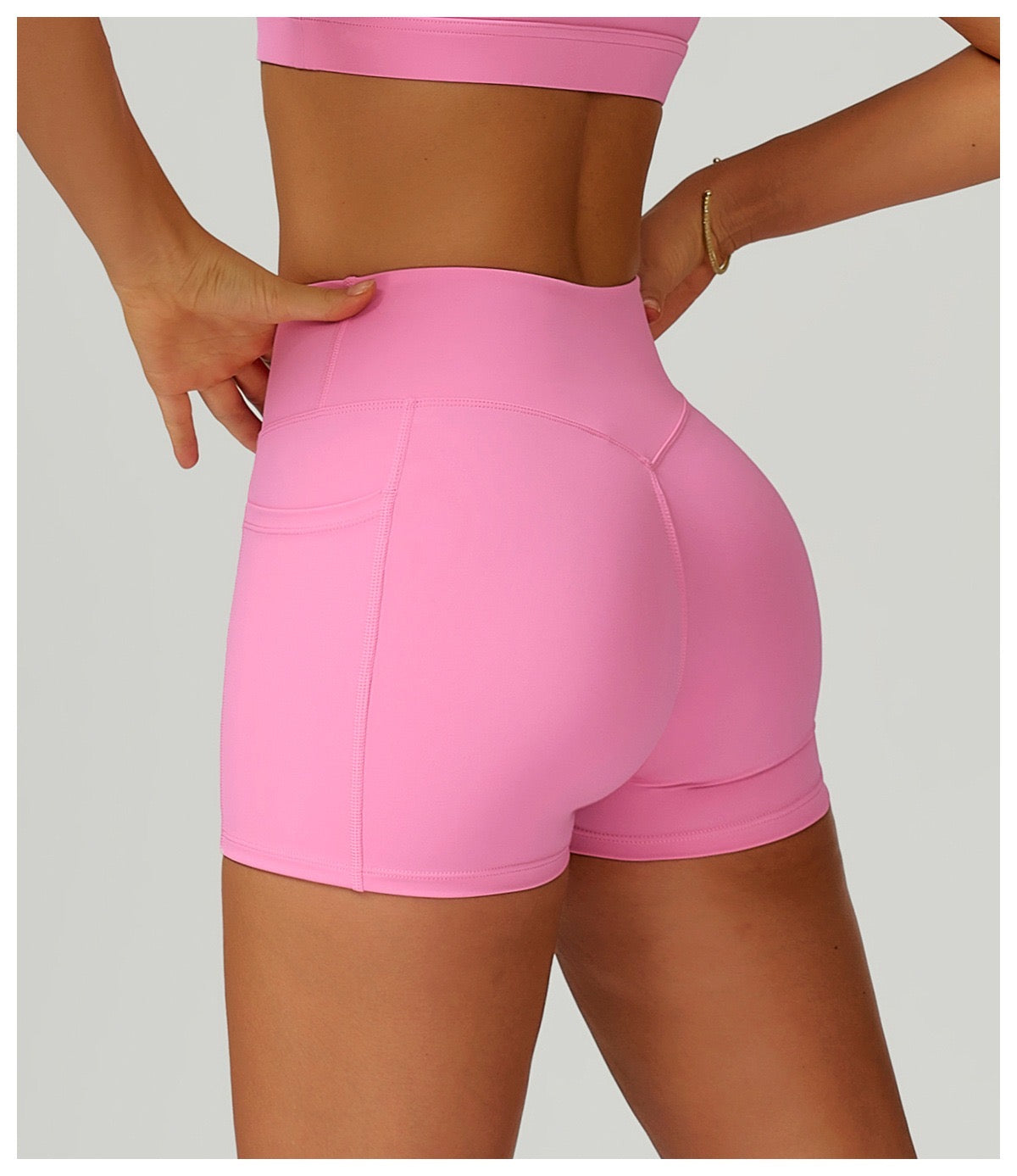 Pink Berry Fit Side Pocket Workout Shorts