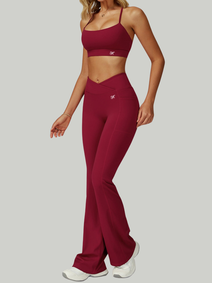 Berry Fit Side Pockets Flare Leggings