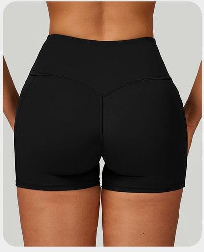 Black Berry Fit Side Pocket Workout Shorts