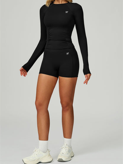 Black Berry Fit Side Pocket Workout Shorts